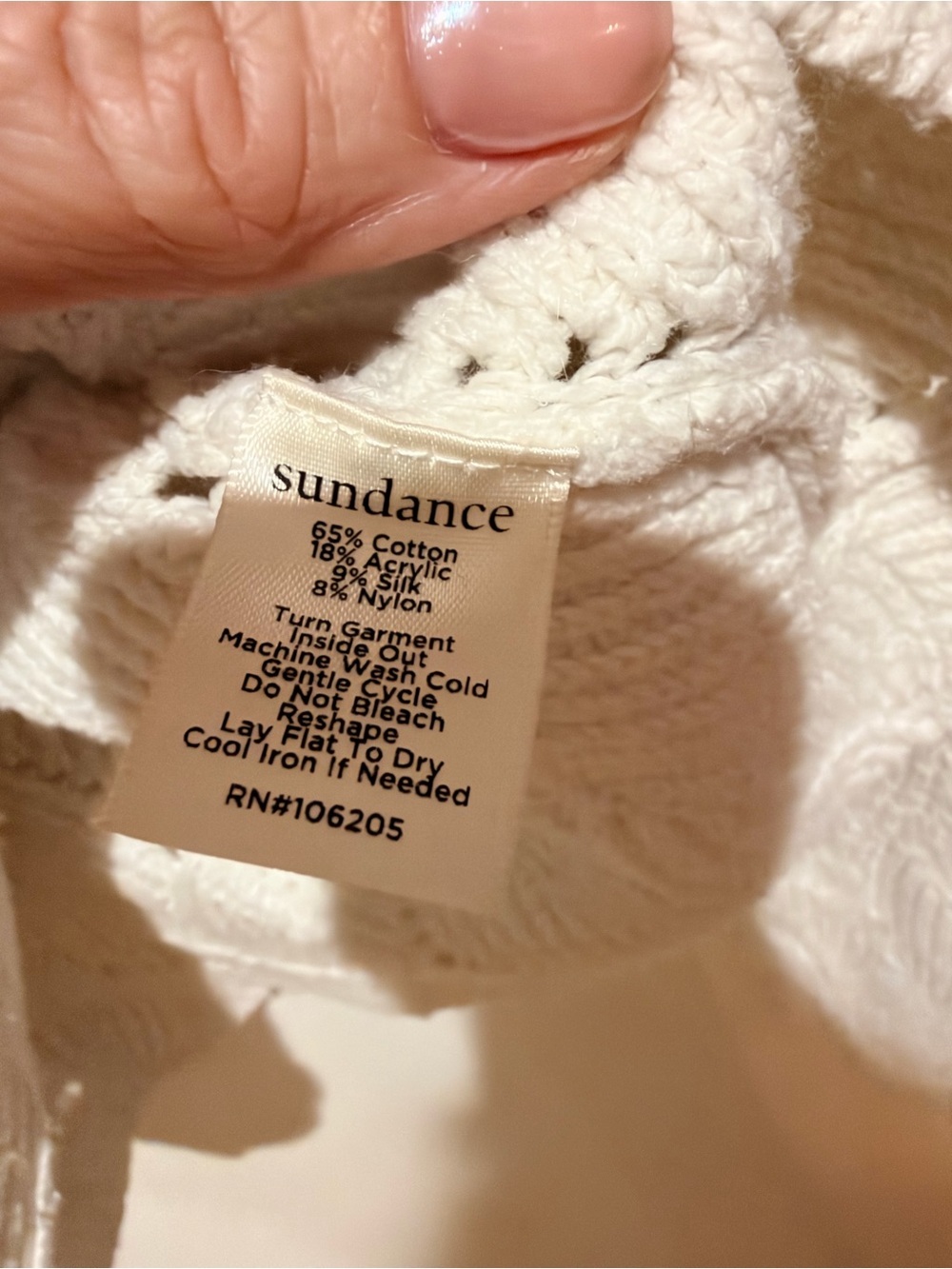 Sundance Pointelle Knit Cream Turtleneck Sweater Petite Medium - Picture 6 of 8